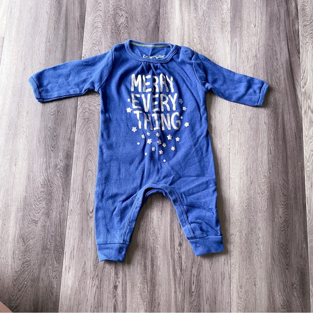 4/$25 Emily & Oliver “Merry Everything” Button Up Sleep & Play